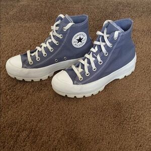 Womens Converse Chuck Taylor All Star Lugged Heel High-Top Sneaker Blue&White